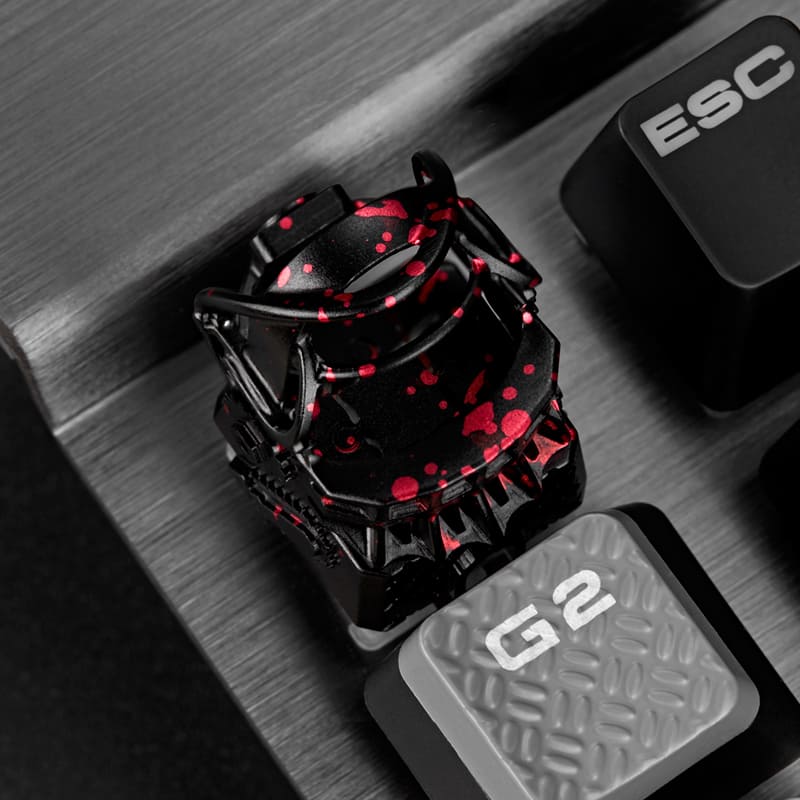 3D Custom Keycaps - Black and Red Helmets