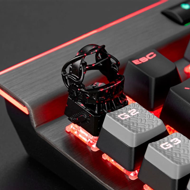 3D Custom Keycaps - Black and Red Helmets