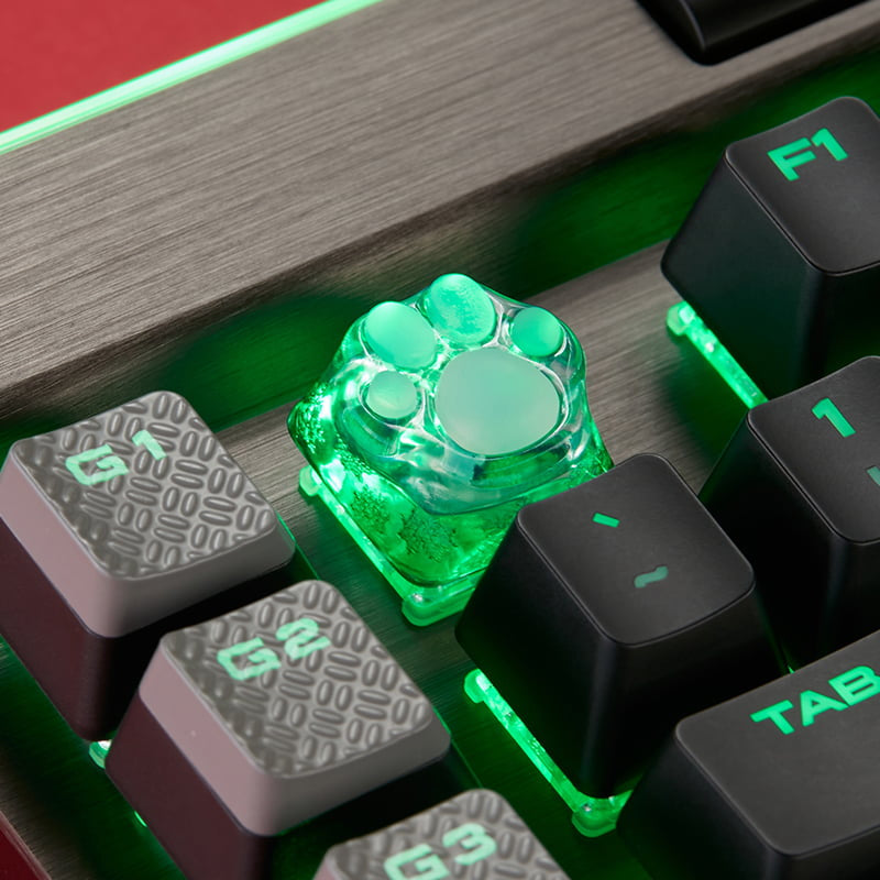 Cat Paw Artisan Keycaps - ABS Base - Transparent Green