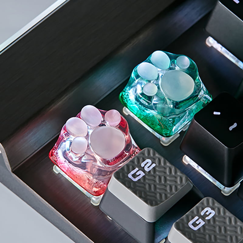 Cat Paw Artisan Keycaps - ABS Base - Transparent Green