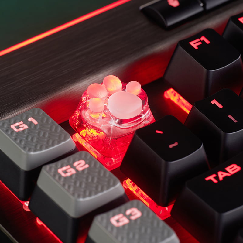 Cat Paw Artisan Keycaps - ABS Base - Transparent Red