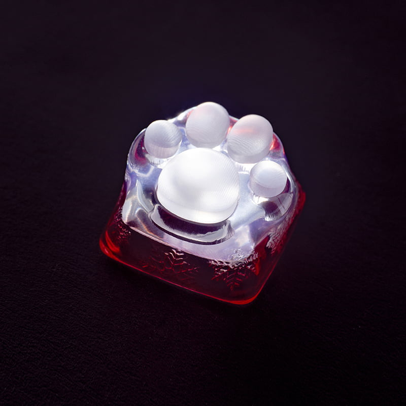 Cat Paw Artisan Keycaps - ABS Base - Transparent Red