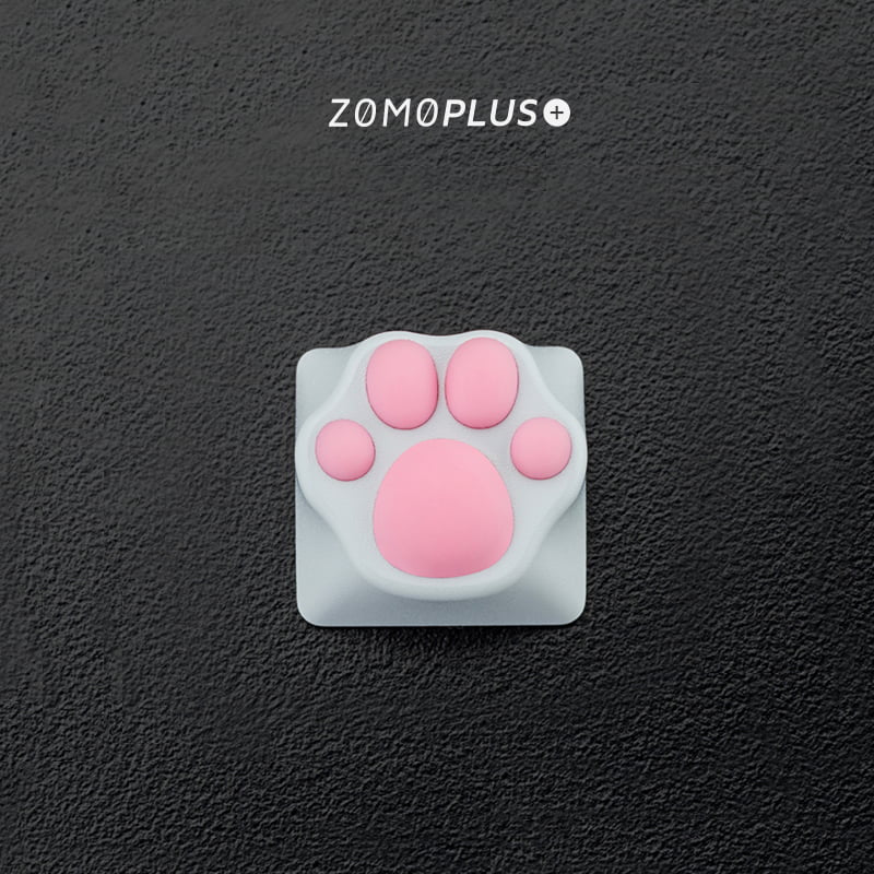 Cat Paw Artisan Keycaps - Aluminum Alloy Base - White and Pink