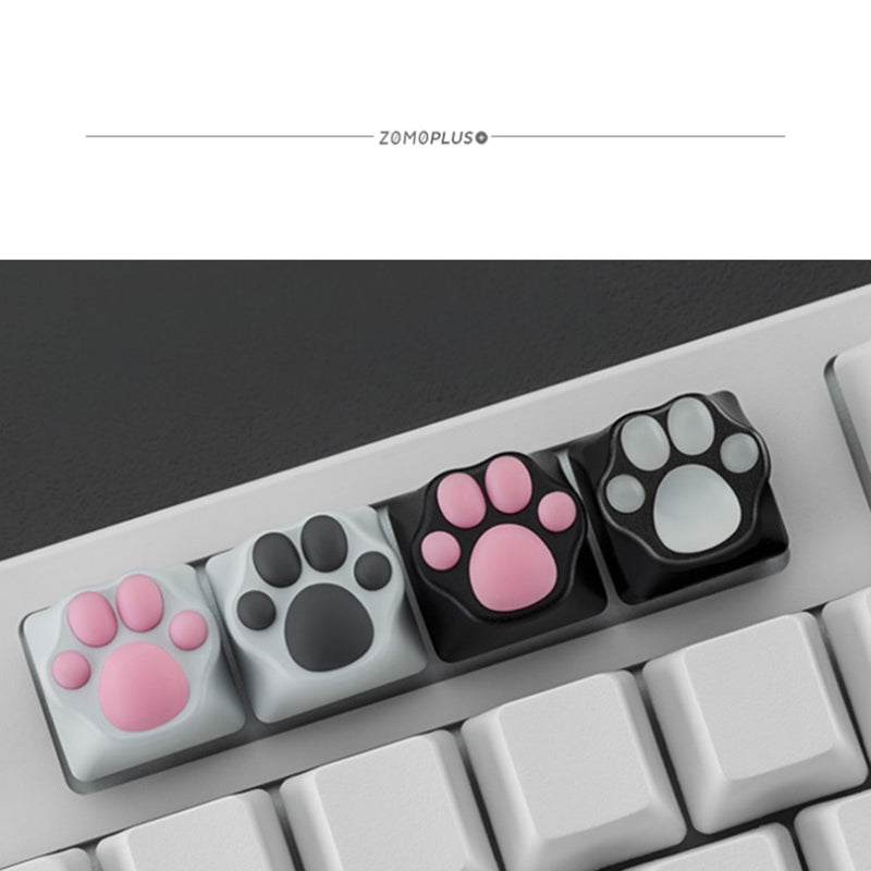 Cat Paw Artisan Keycaps - Aluminum Alloy Base - White and Pink