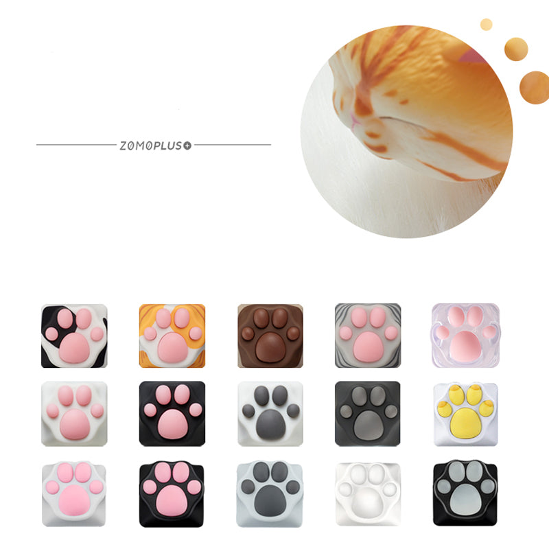 Cat Paw Artisan Keycaps - Aluminum Alloy Base - White and Pink