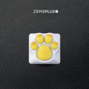 Cat Paw Artisan Keycaps - Aluminum Alloy Base - White and Yellow