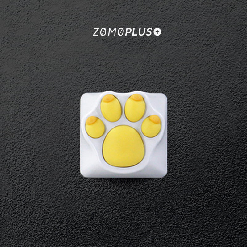 Cat Paw Artisan Keycaps - Aluminum Alloy Base - White and Yellow