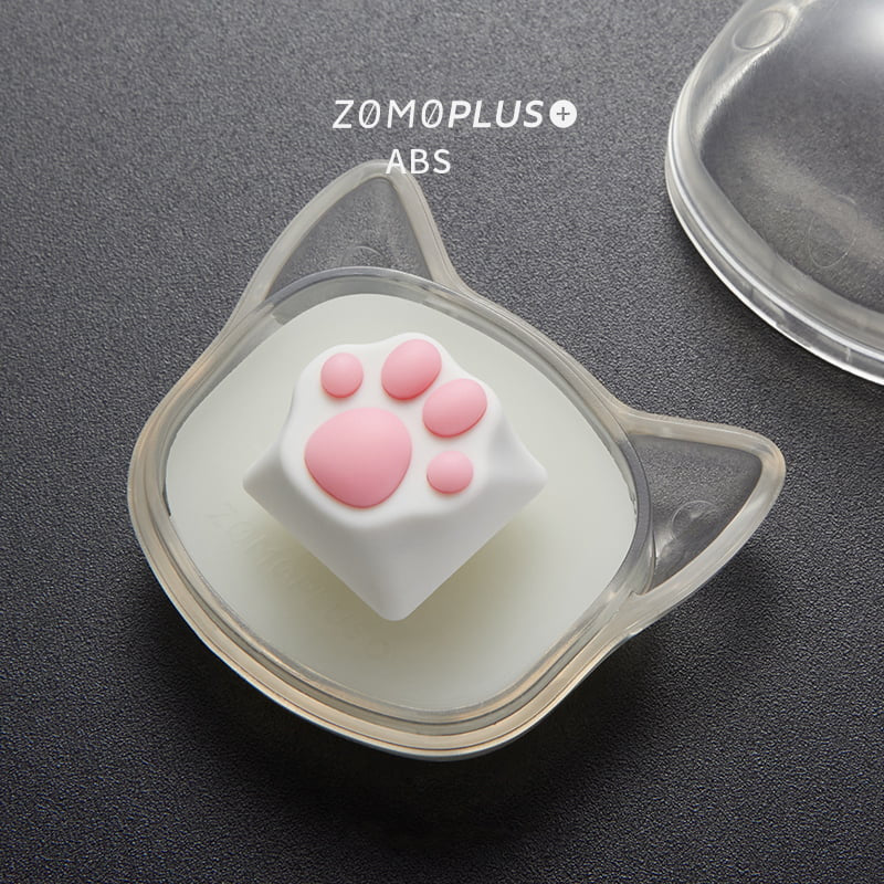 Cat Paw Artisan Keycaps - ABS Base - White and Pink