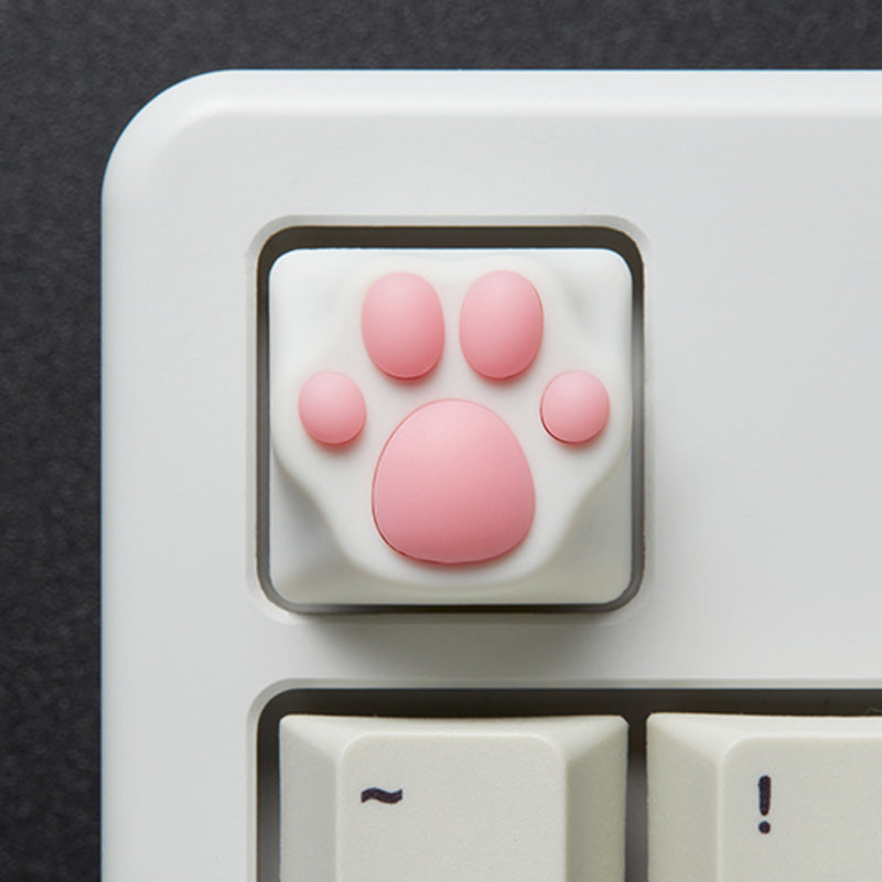 Cat Paw Artisan Keycaps - ABS Base - White and Pink