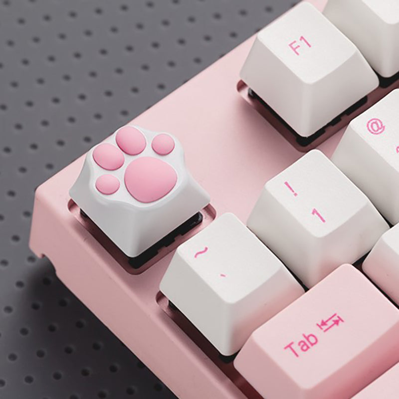 Cat Paw Artisan Keycaps - ABS Base - White and Pink