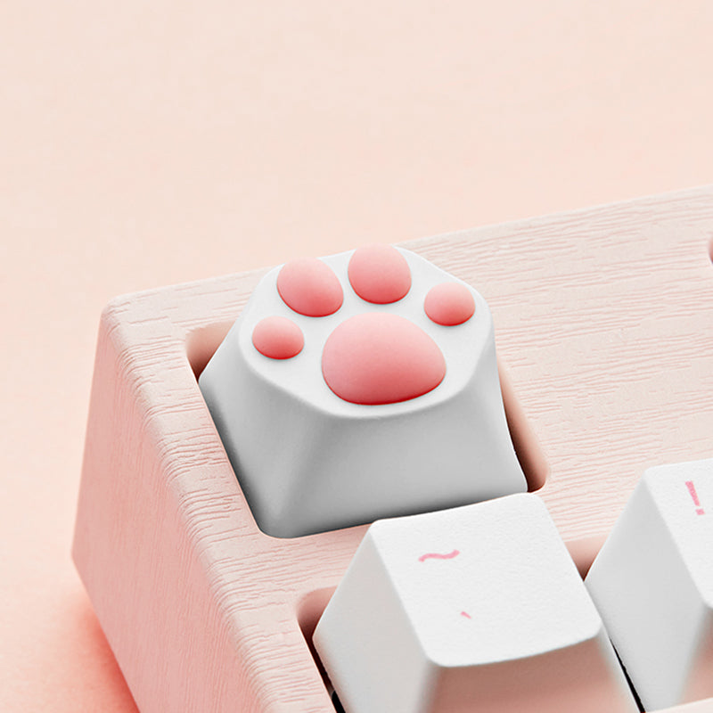 Cat Paw Artisan Keycaps - ABS Base - White and Pink