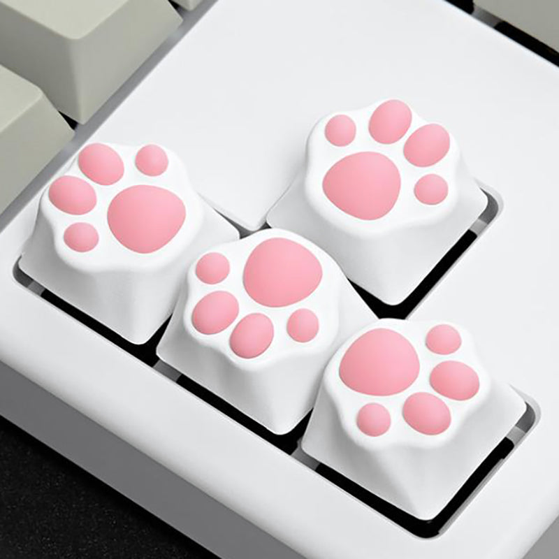 Cat Paw Artisan Keycaps - ABS Base - White and Pink