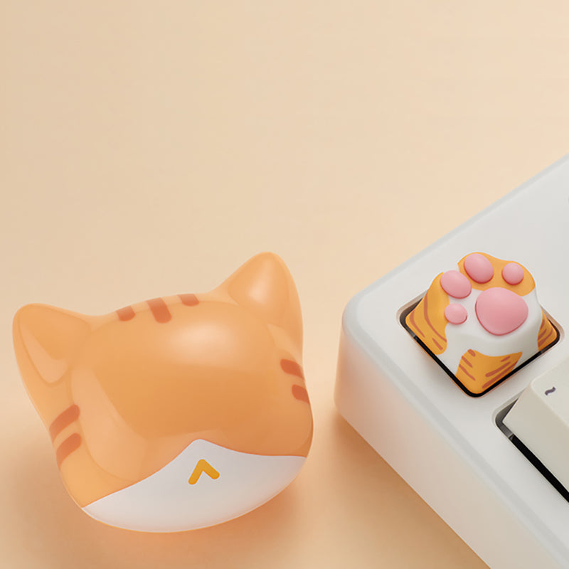 Cat Paw Artisan Keycaps - ABS Base - Orange and Pink