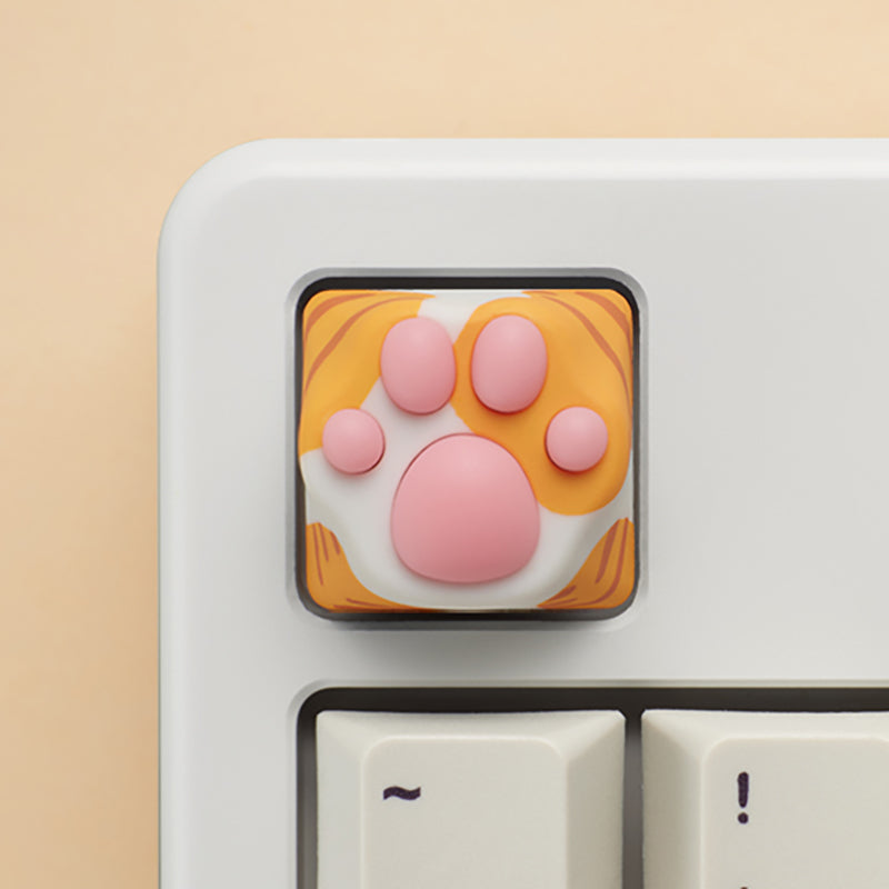 Cat Paw Artisan Keycaps - ABS Base - Orange and Pink