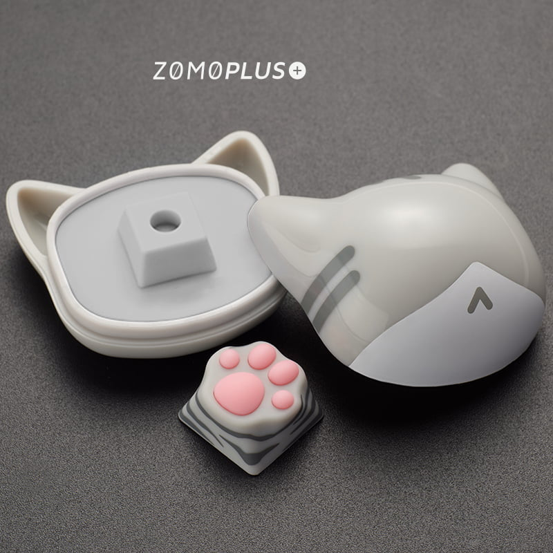 Cat Paw Artisan Keycaps - ABS Base - Grey and Pink