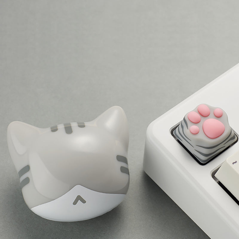 Cat Paw Artisan Keycaps - ABS Base - Grey and Pink