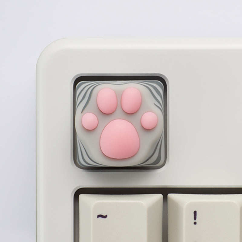 Cat Paw Artisan Keycaps - ABS Base - Grey and Pink