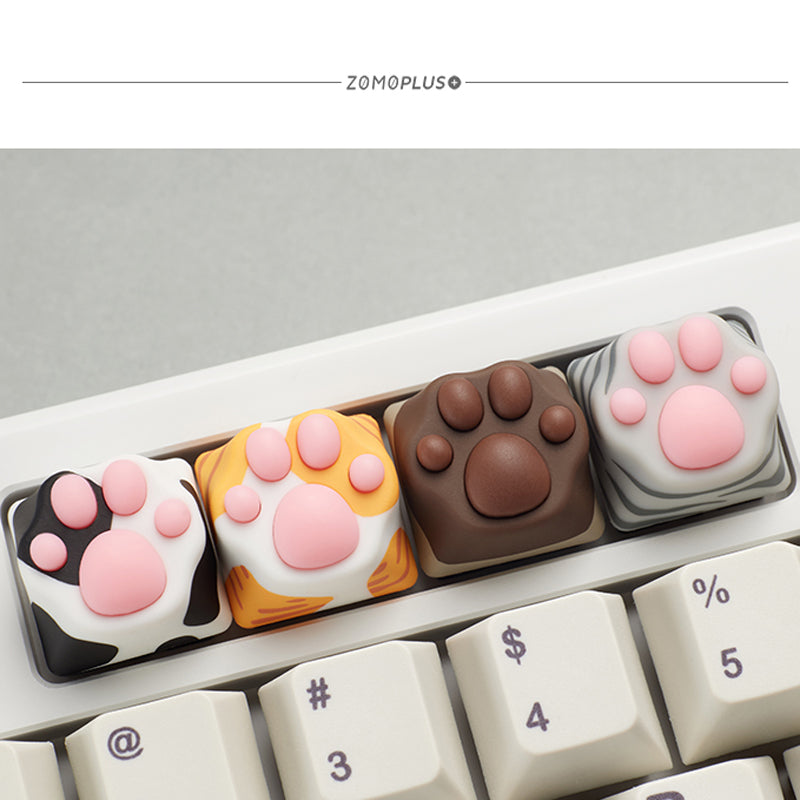 Cat Paw Artisan Keycaps - ABS Base - Grey and Pink