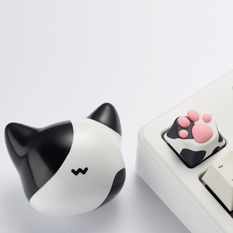 Cat Paw Artisan Keycaps - ABS Base - White and Pink